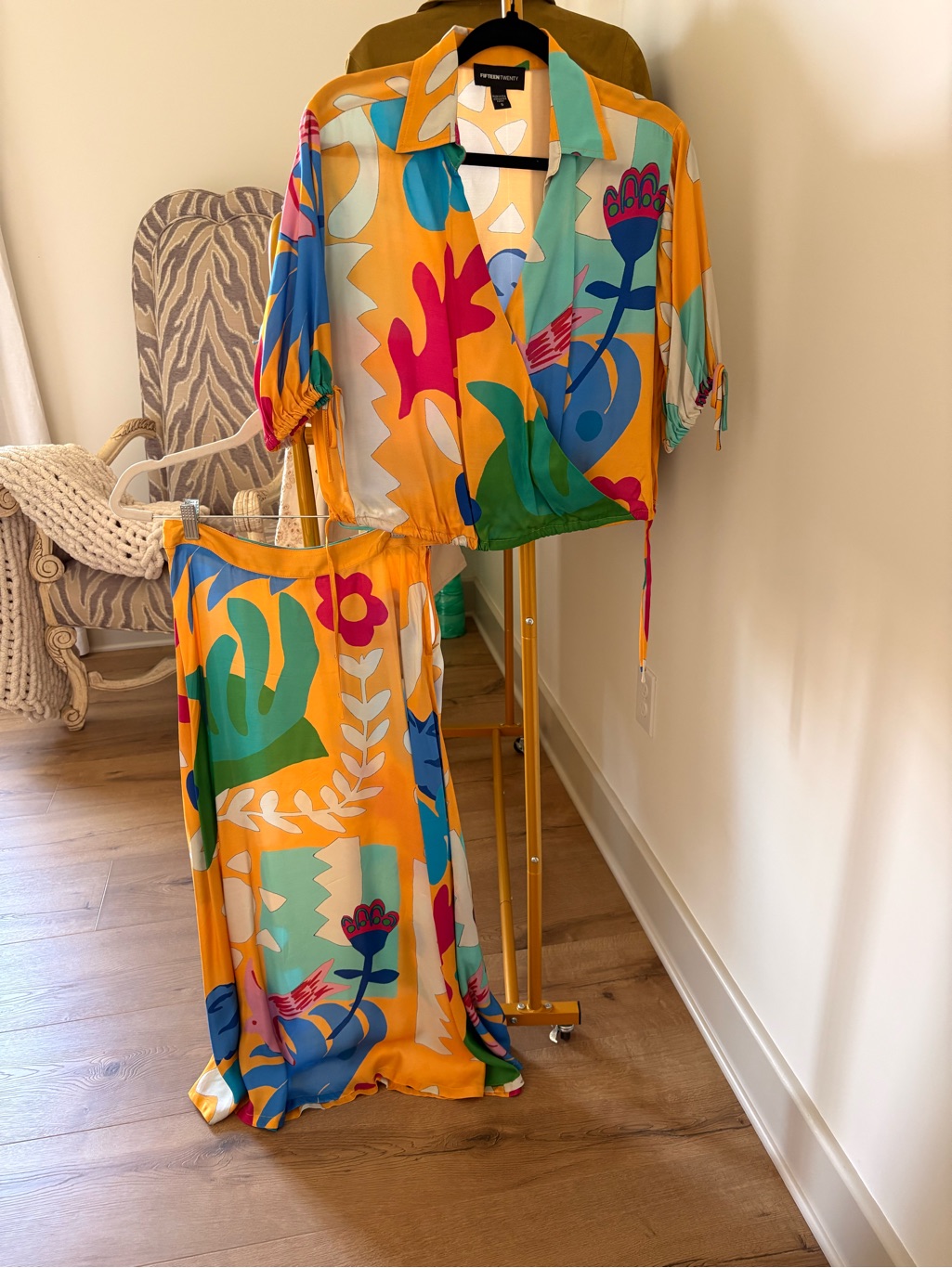 Fifteen Twenty Orange Multicolor Abstract Floral Two-Piece Set